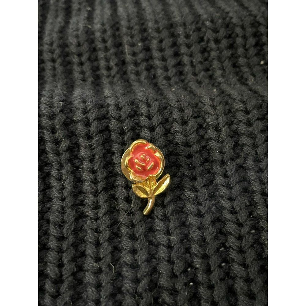 Kitsch & Couture Painted Red Enamel Rose Vintage Tie Tack Pin brooch